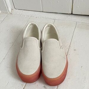 Vans Cream Slip-On Platform Shoes